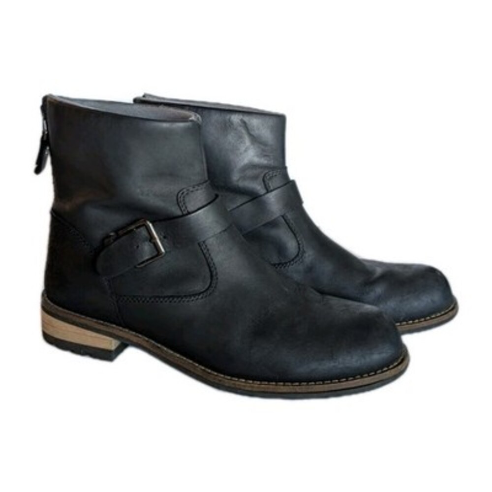 Waterproof Kodiak Women's 9.5 Black Leather Boots With Side Buckle & Back Zipper